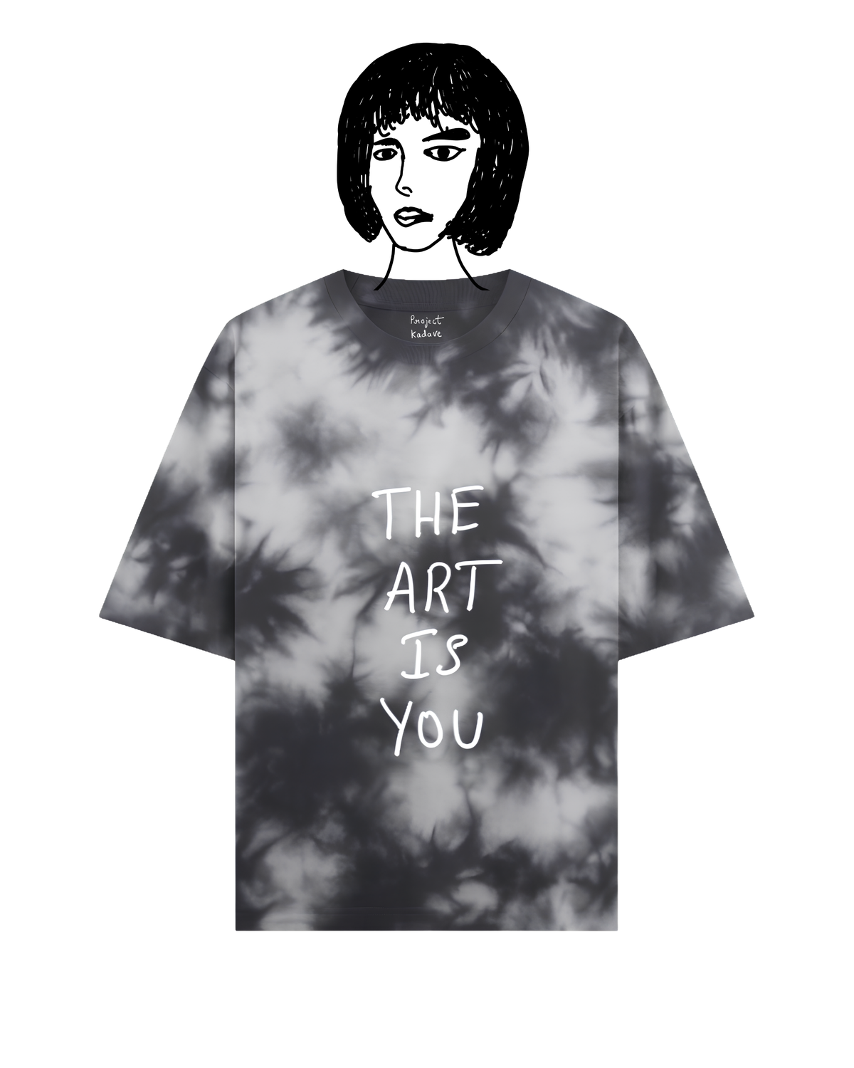 The art is you tie-dye tee in black white