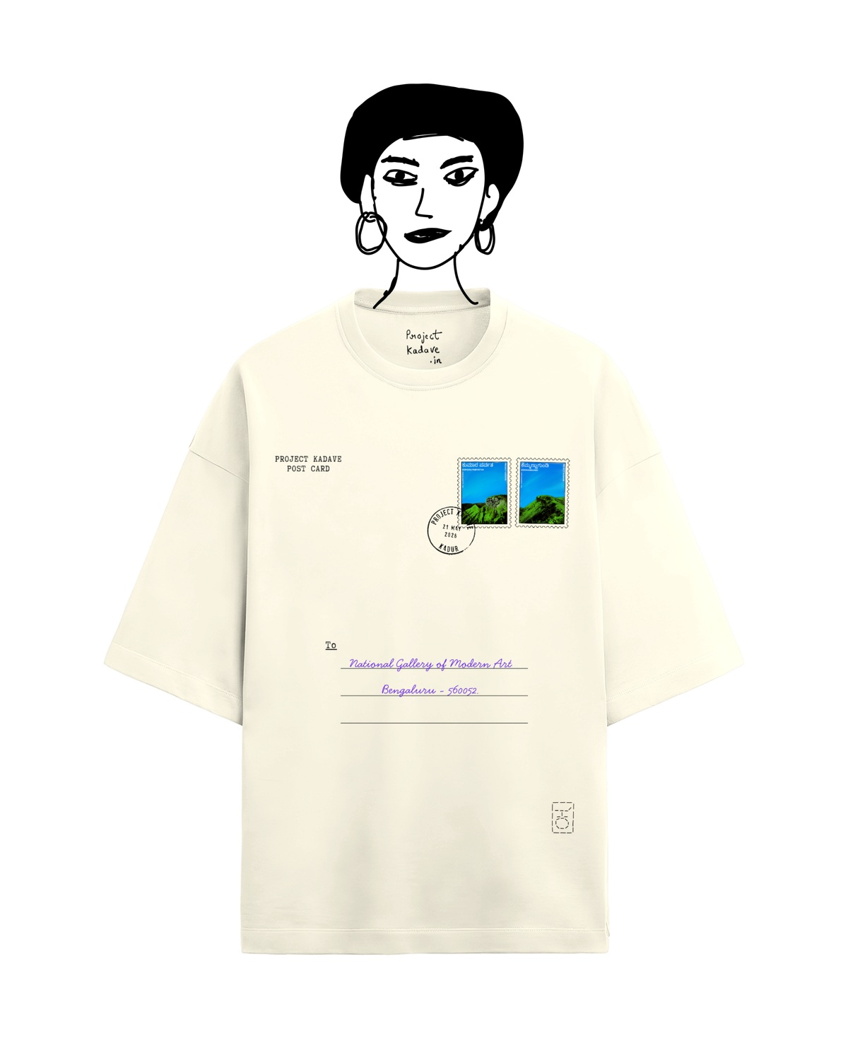 Post-card 1 terry oversized tee in offwhite