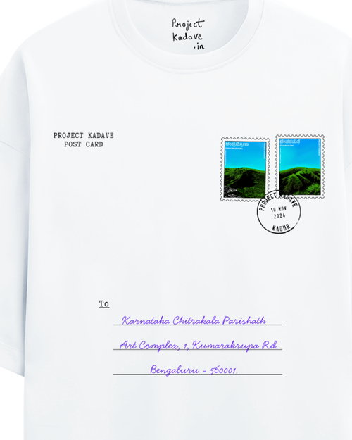 Post-card 2 terry oversized tee in white