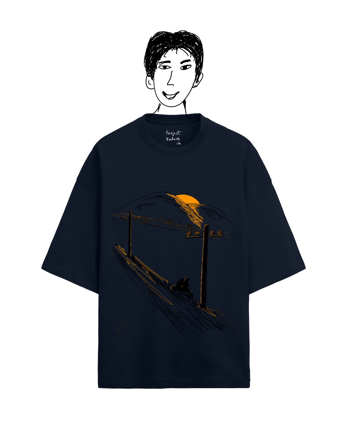 Sunset terry oversized tee in navy