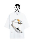 Sunset terry oversized tee in white